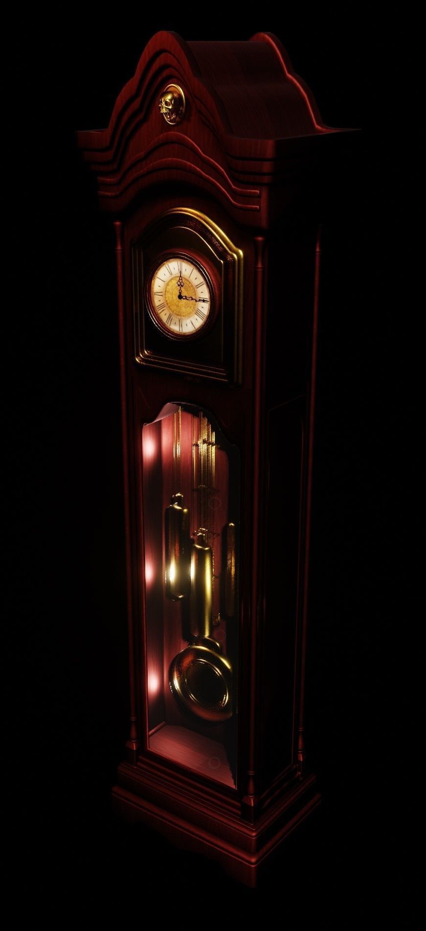 Grandfather Clock Low-poly 3D model_2