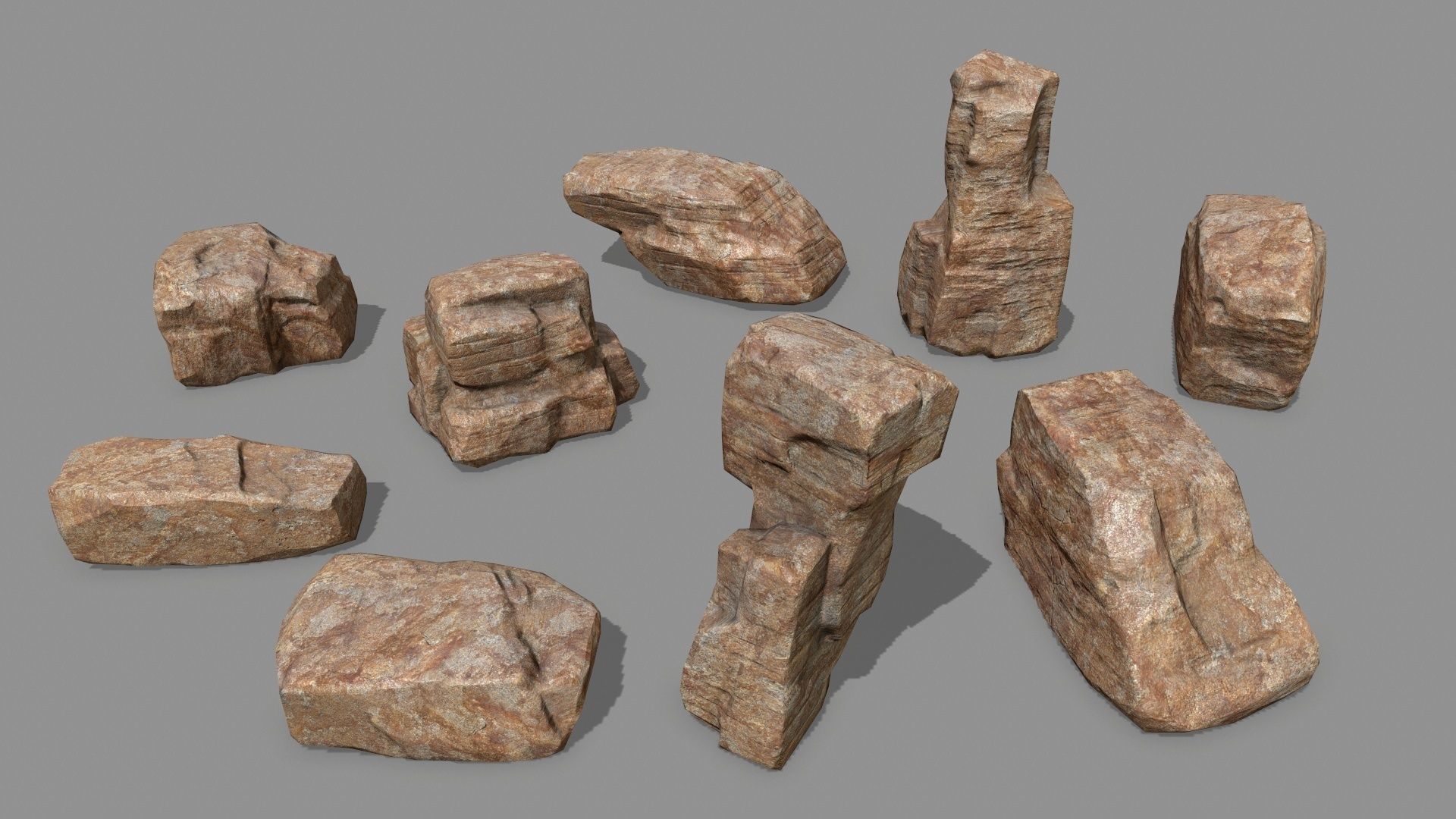 Rock Set Low-poly 3D model_1