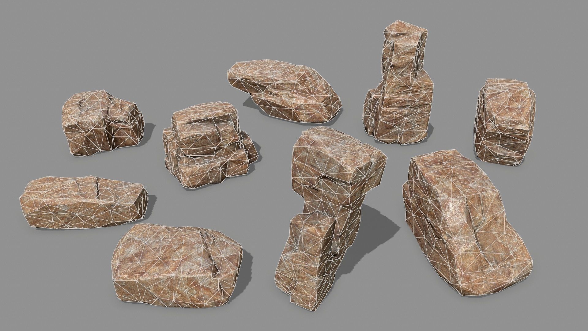 Rock Set Low-poly 3D model_2