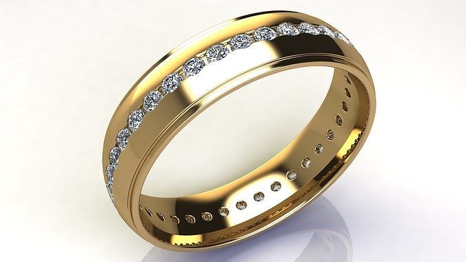 Full Diamond Volupia Wedding Band Low-poly 3D print model