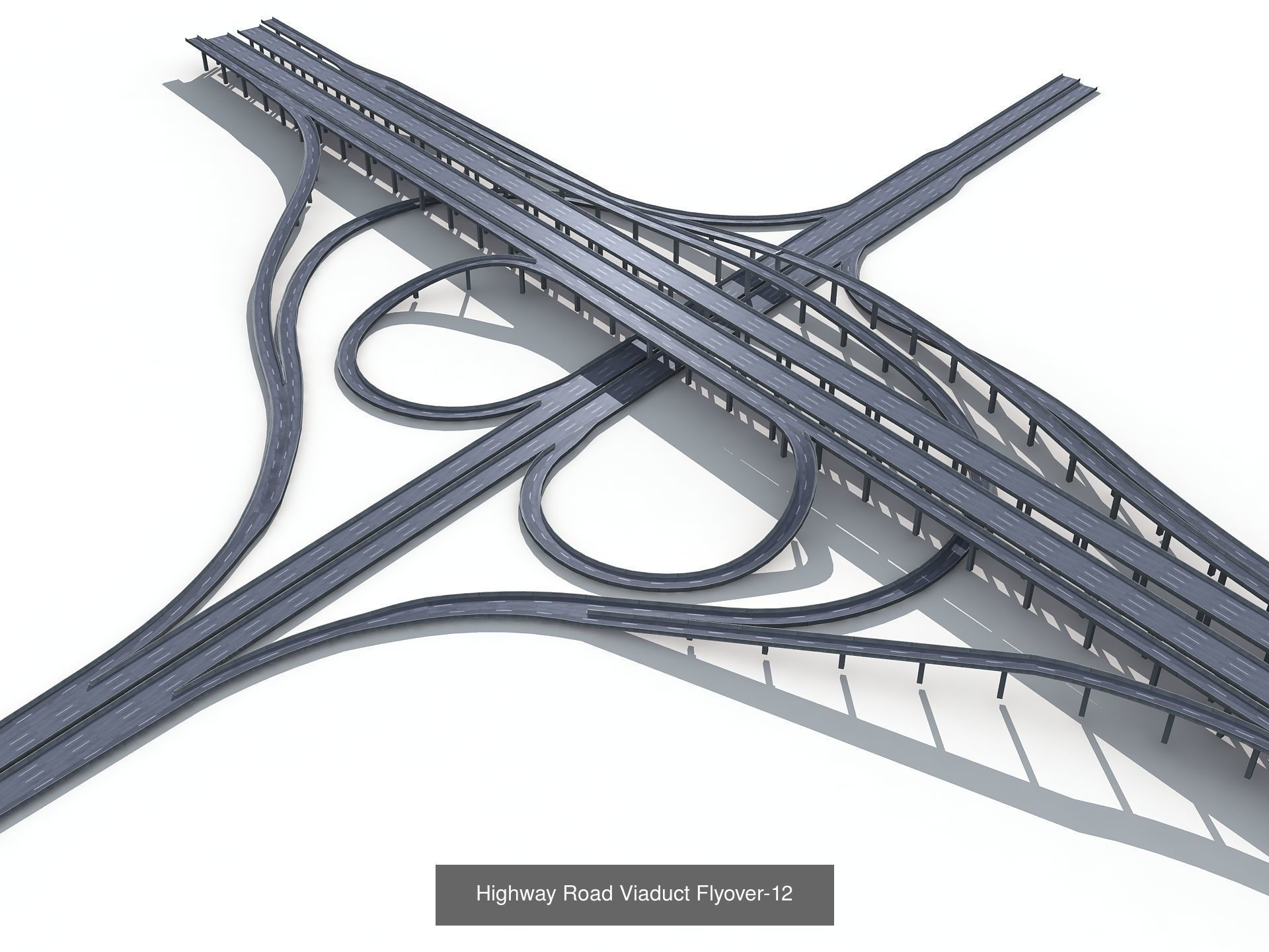 Highway Road Viaduct Flyover 3D Model Collection_8
