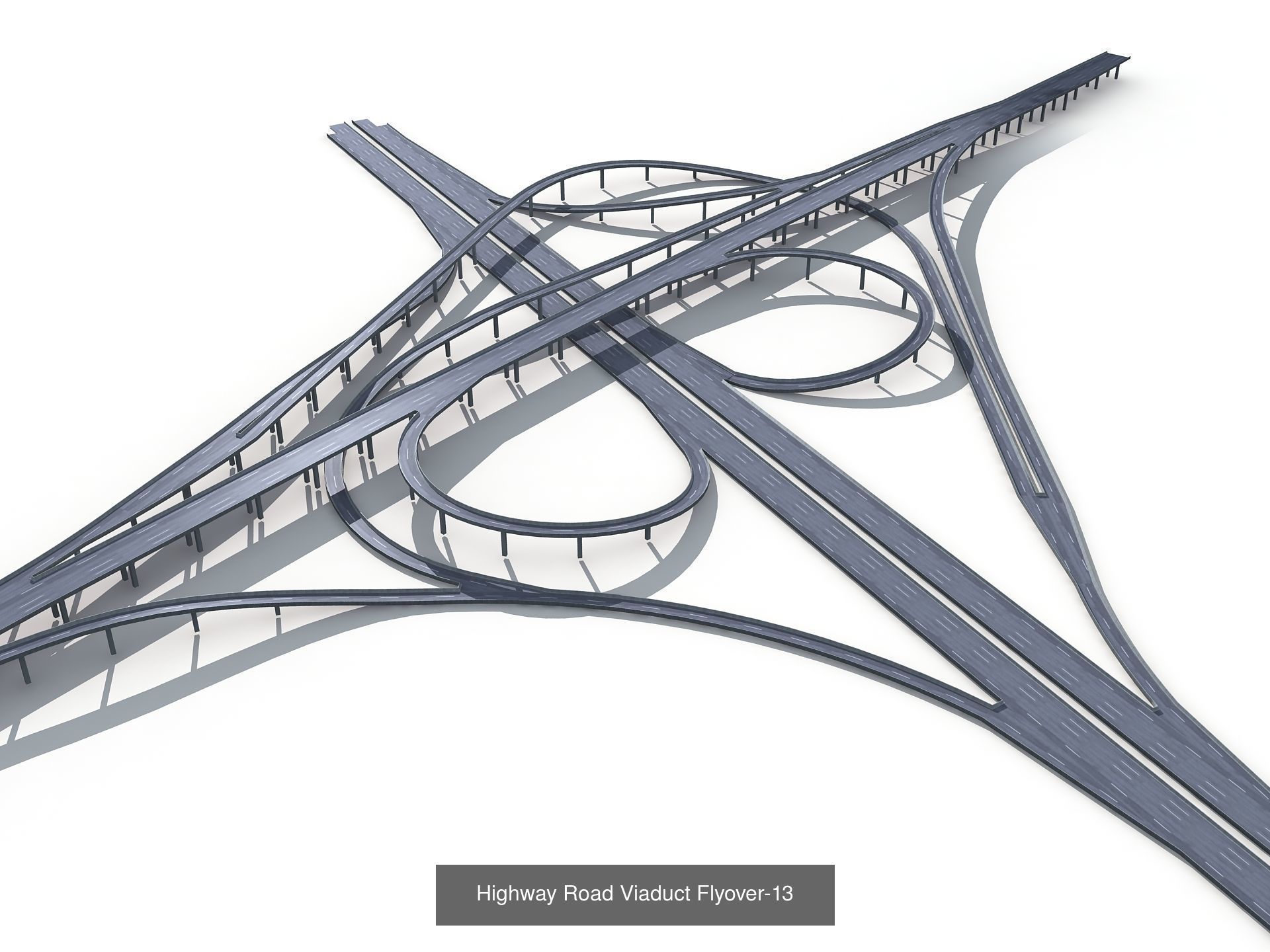 Highway Road Viaduct Flyover 3D Model Collection_9