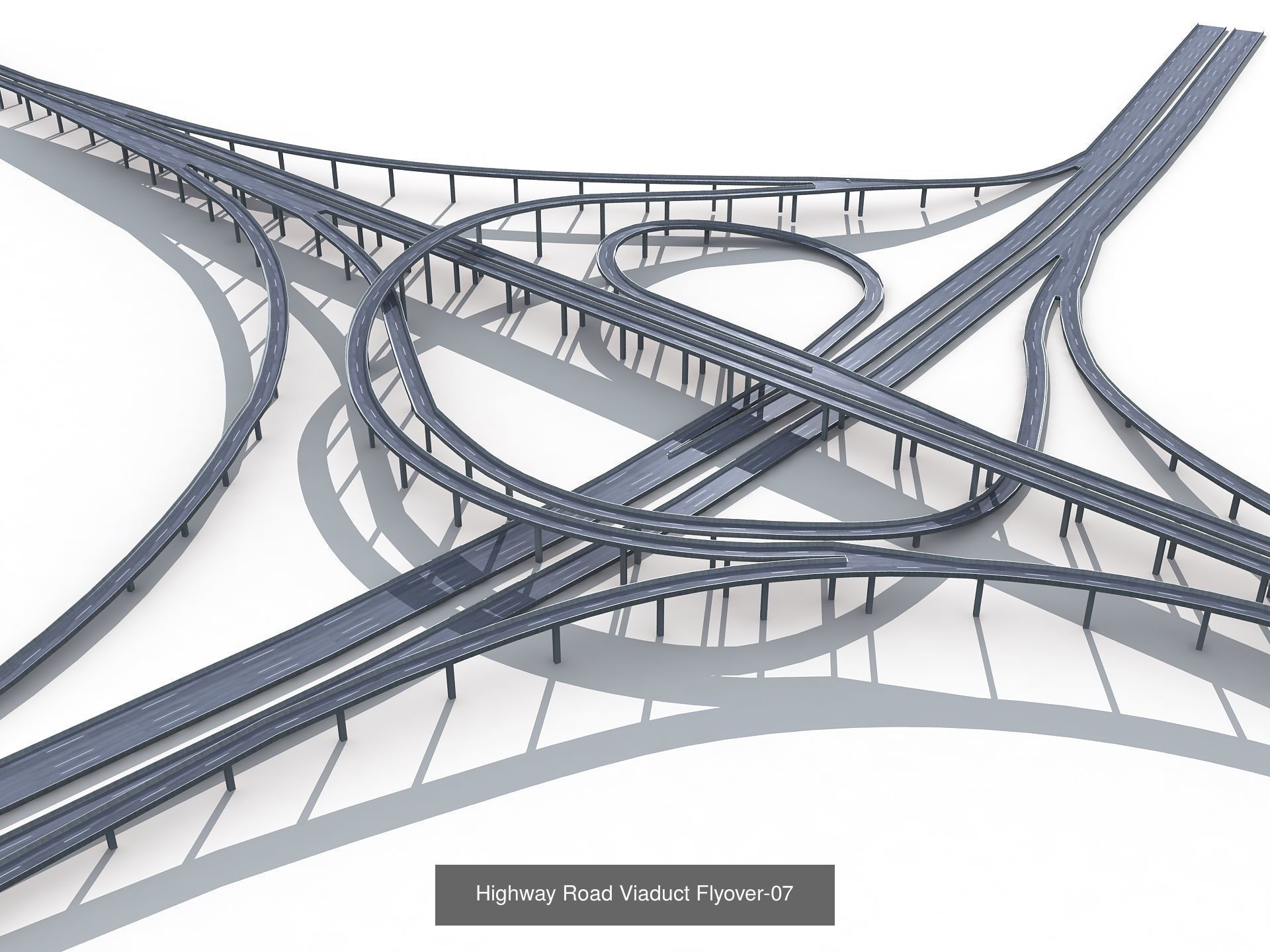 Highway Road Viaduct Flyover 3D Model Collection_3
