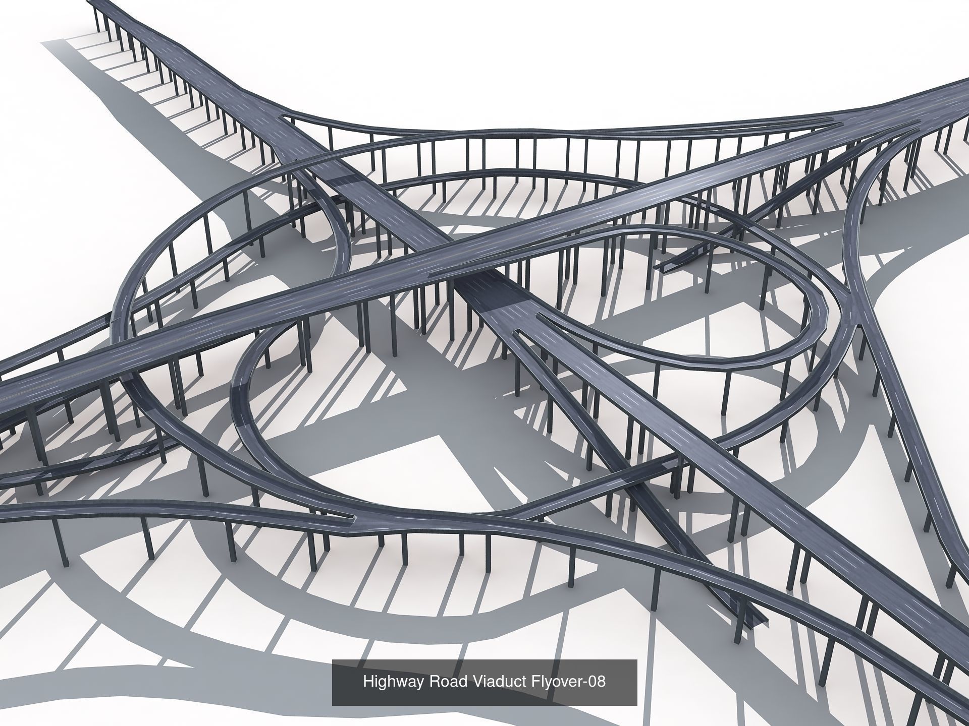 Highway Road Viaduct Flyover 3D Model Collection_4