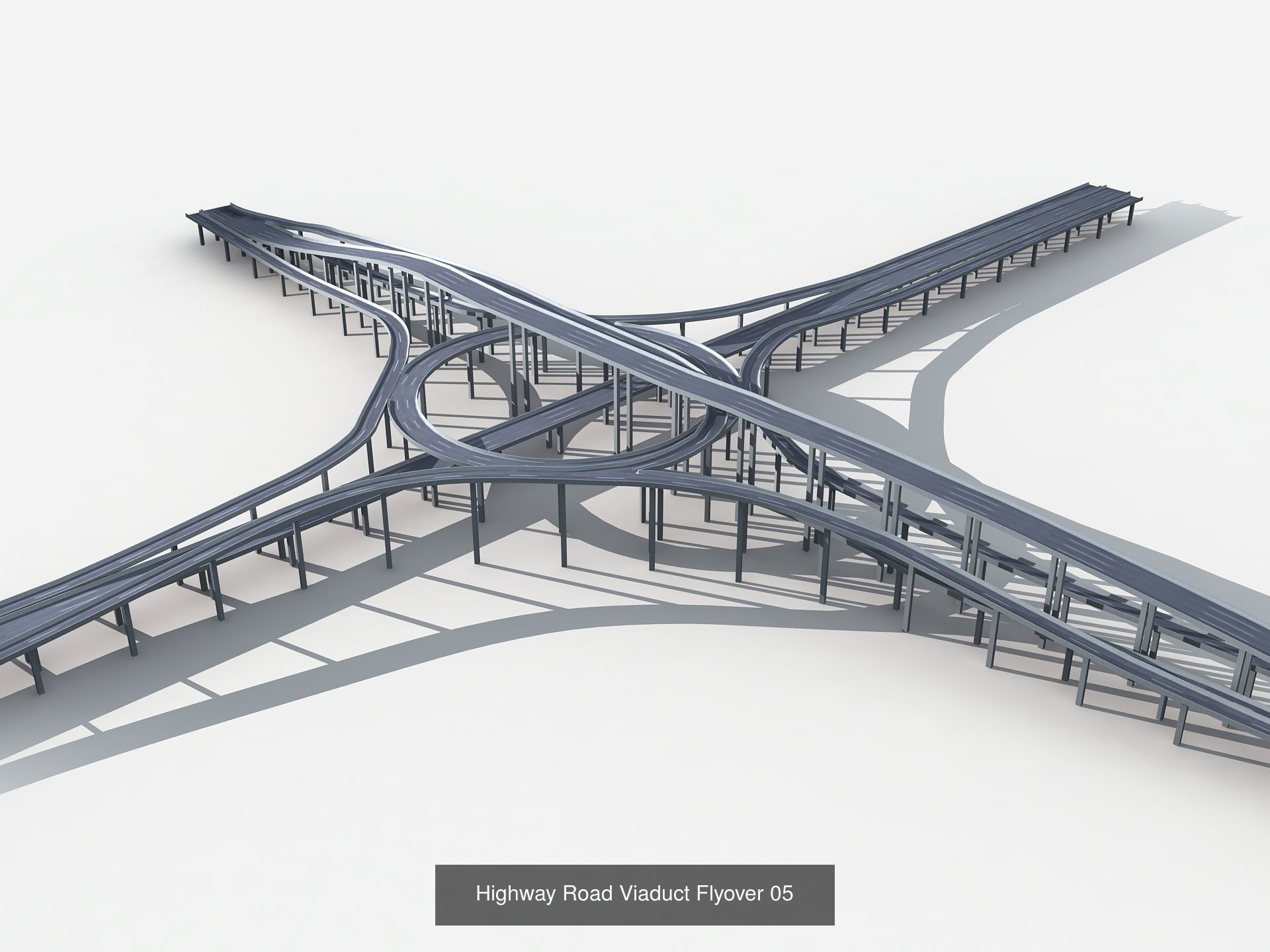 Highway Road Viaduct Flyover 3D Model Collection_1
