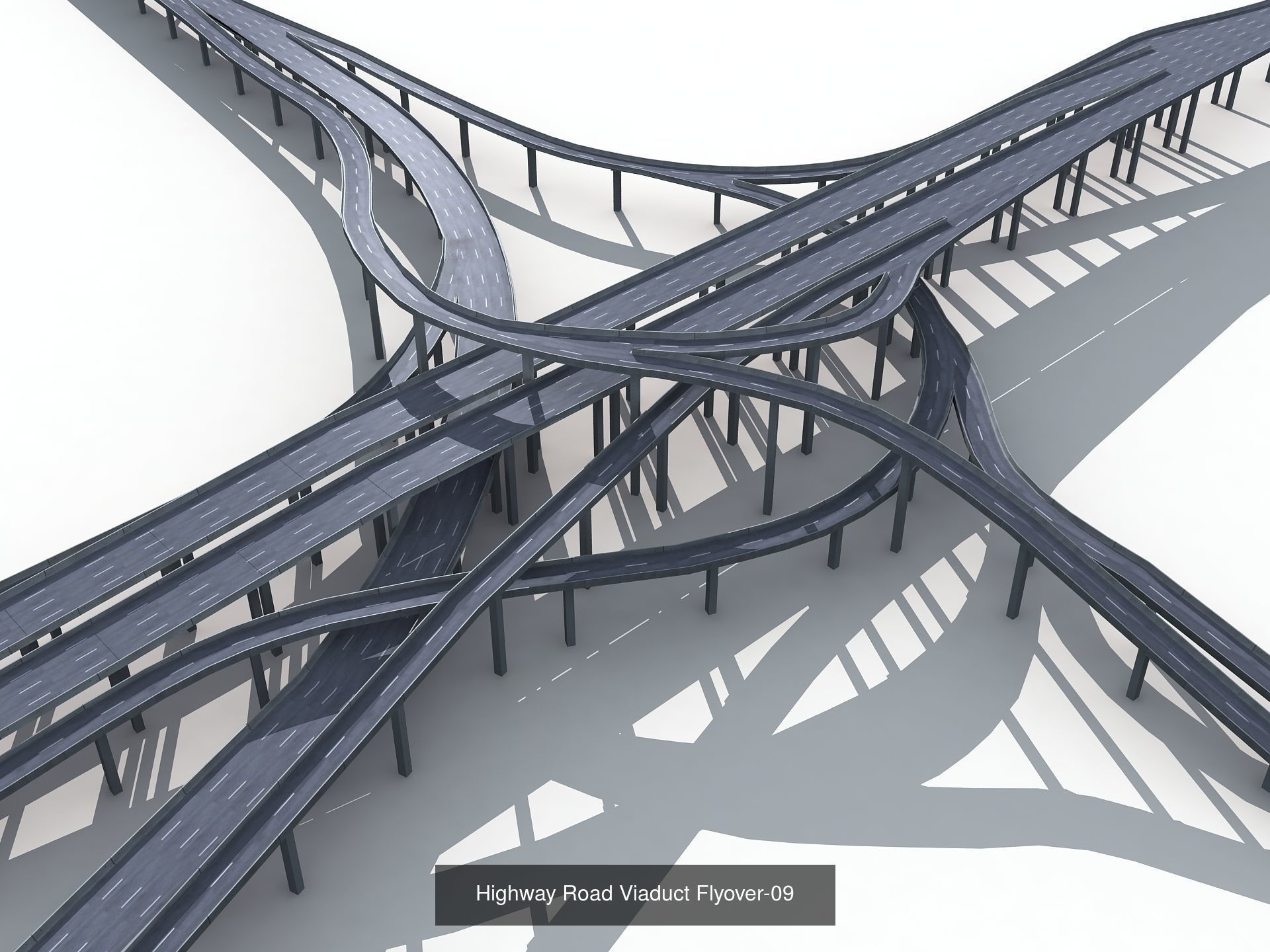 Highway Road Viaduct Flyover 3D Model Collection_5