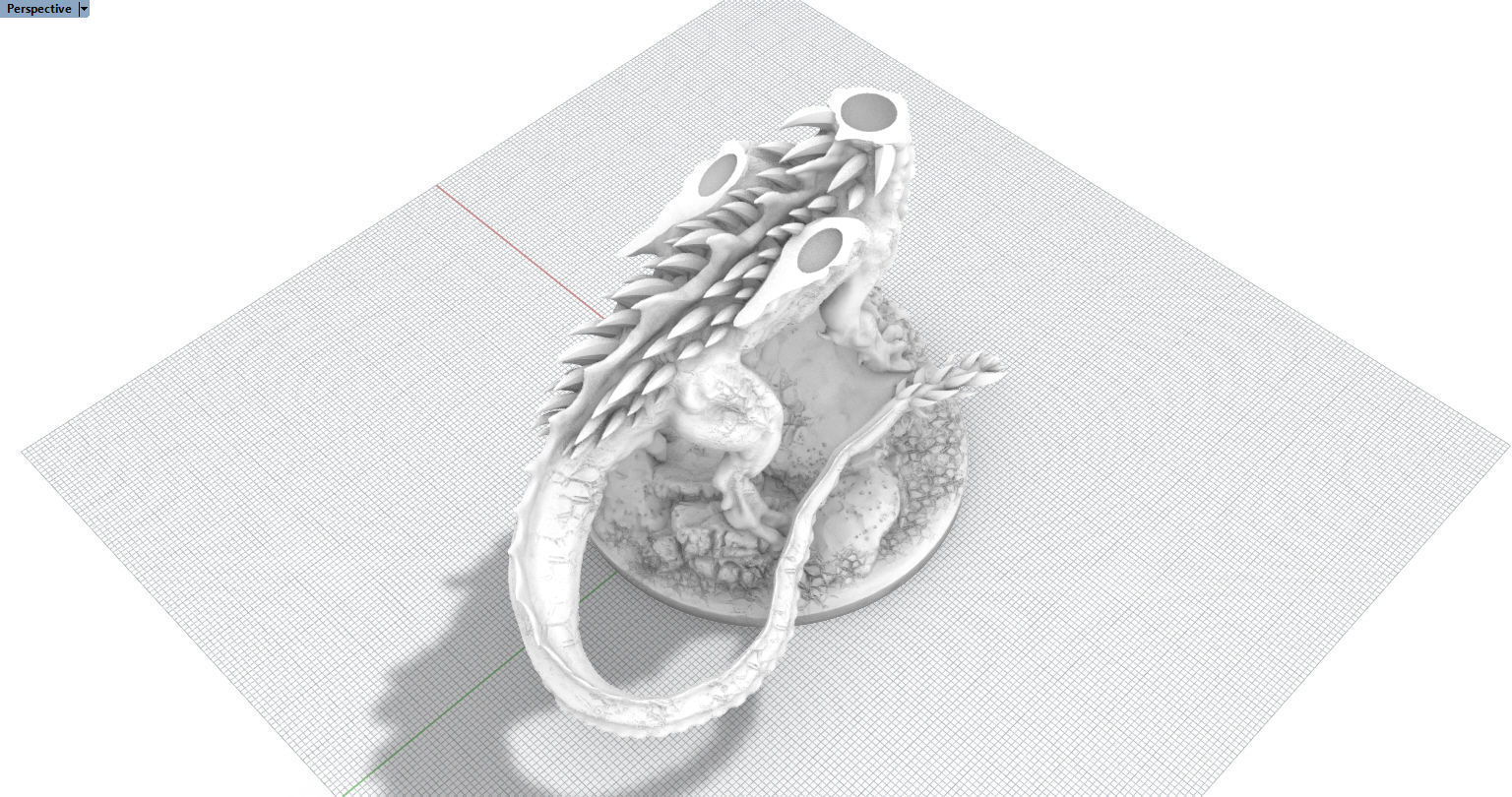 Adult Red Dragon three inch base 3D print model_10