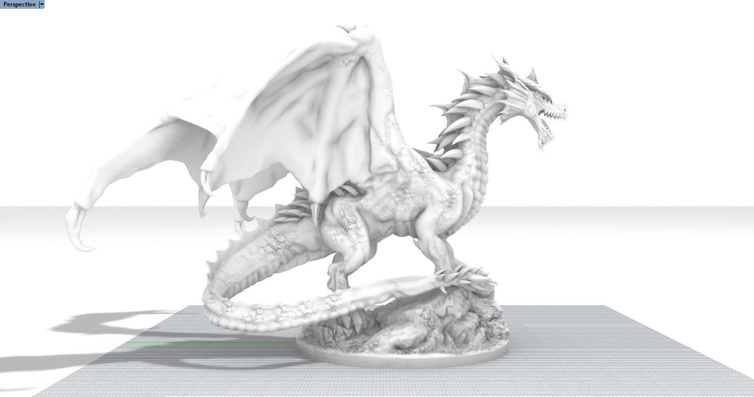 Adult Red Dragon three inch base 3D print model_6
