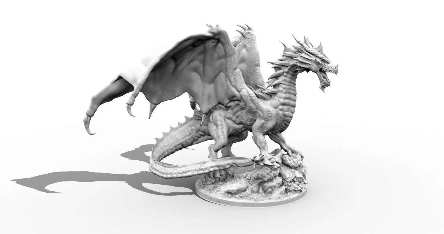 Adult Red Dragon three inch base 3D print model_0