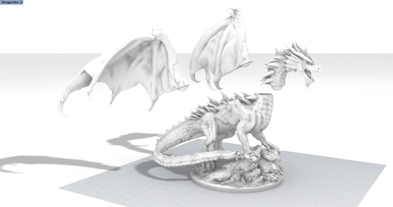 Adult Red Dragon three inch base 3D print model_9