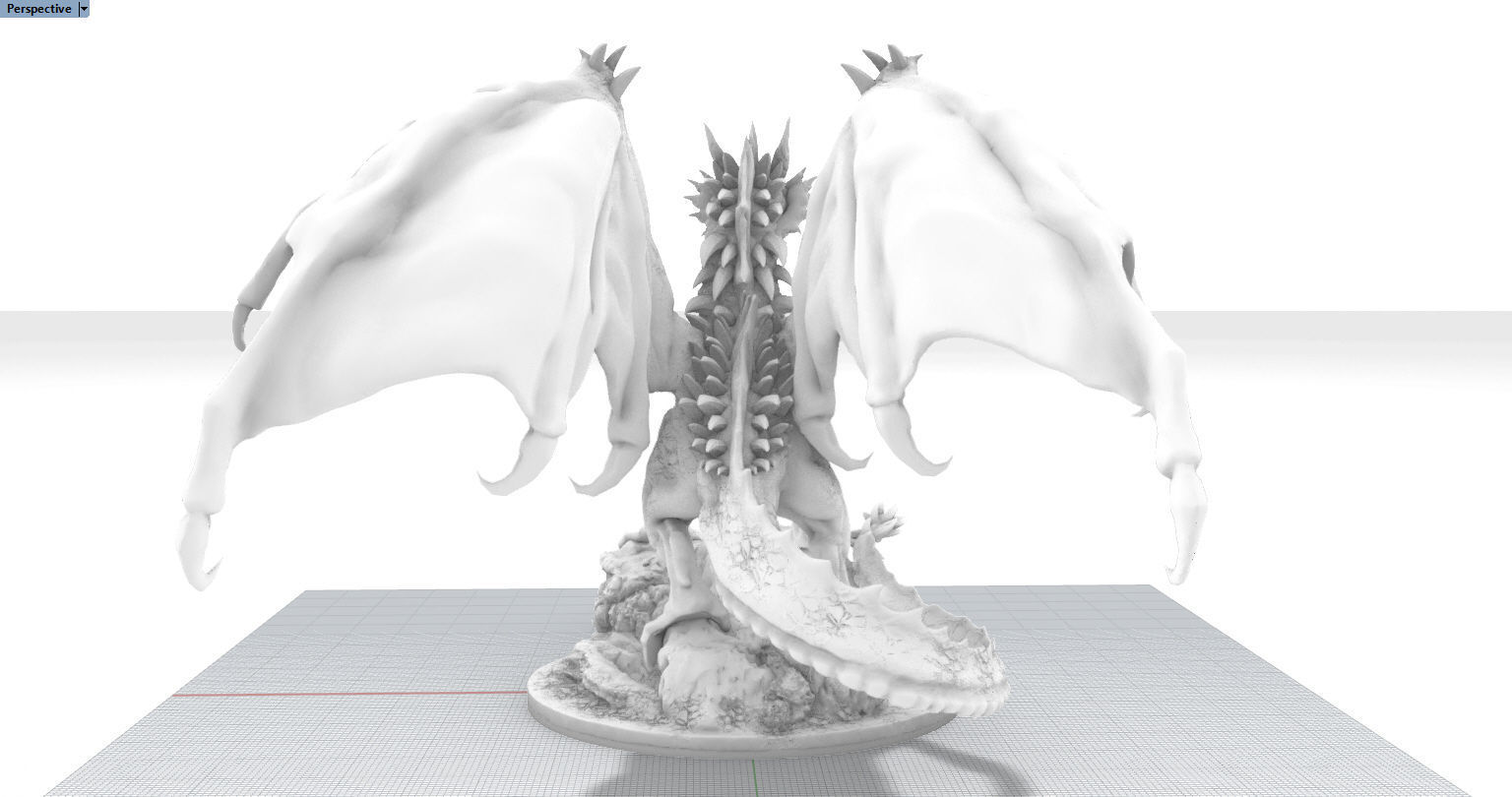 Adult Red Dragon three inch base 3D print model_8