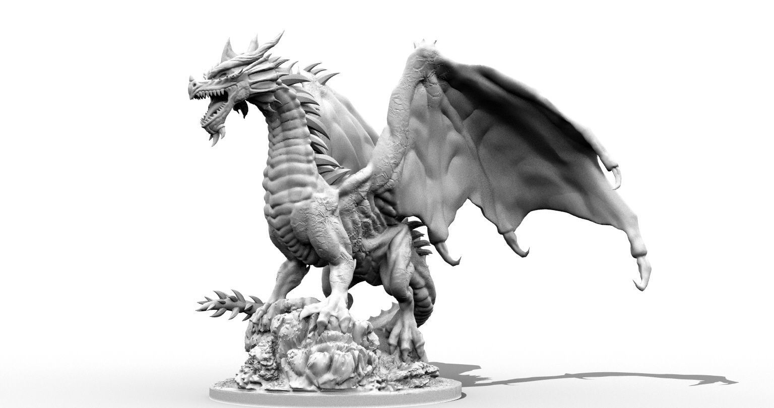 Adult Red Dragon three inch base 3D print model_3