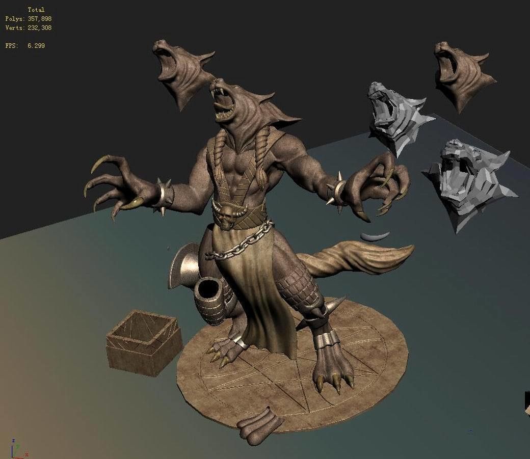 Evil Creator - Werewolf Statue 01 3D model_3