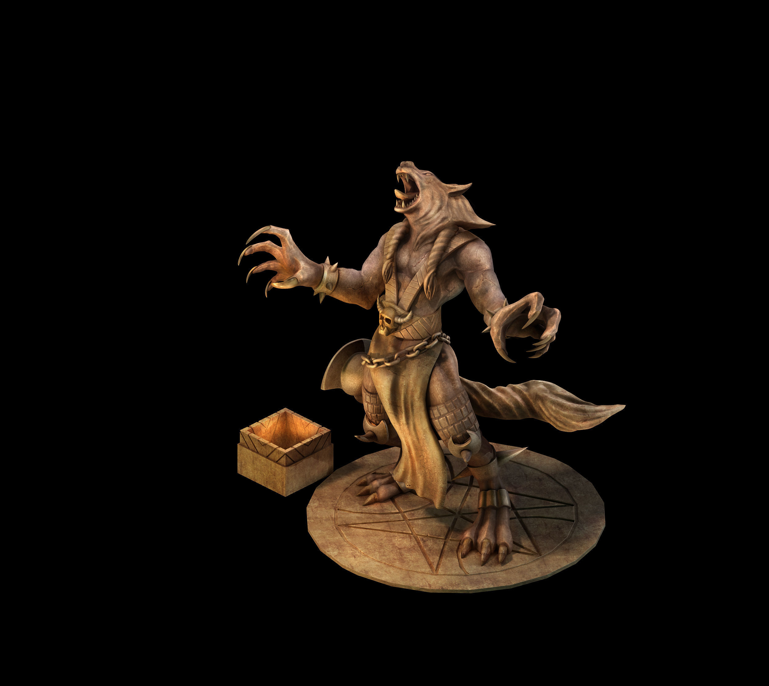 Evil Creator - Werewolf Statue 01 3D model_1