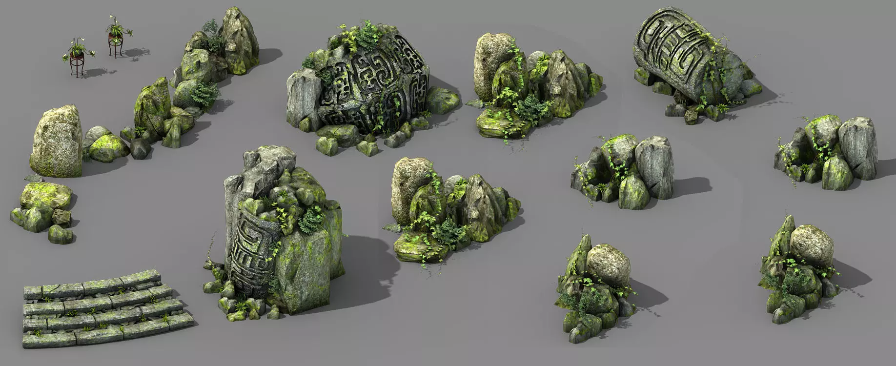 New Village - stone carving 3D model_0
