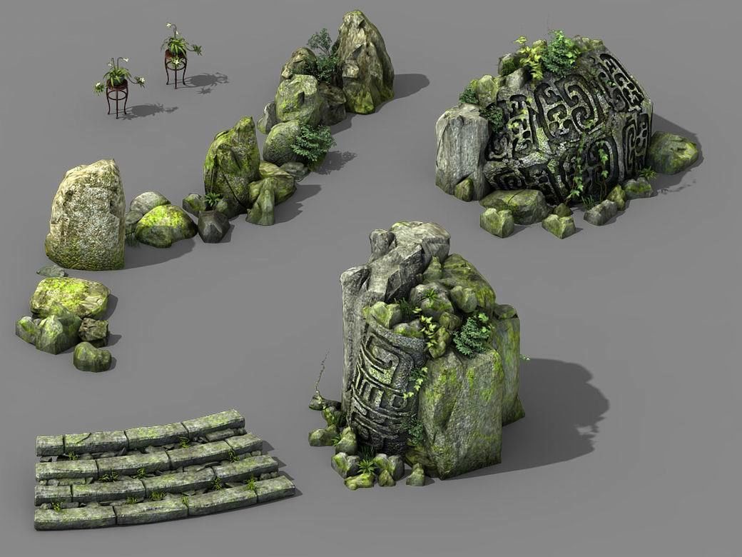 New Village - stone carving 3D model_3