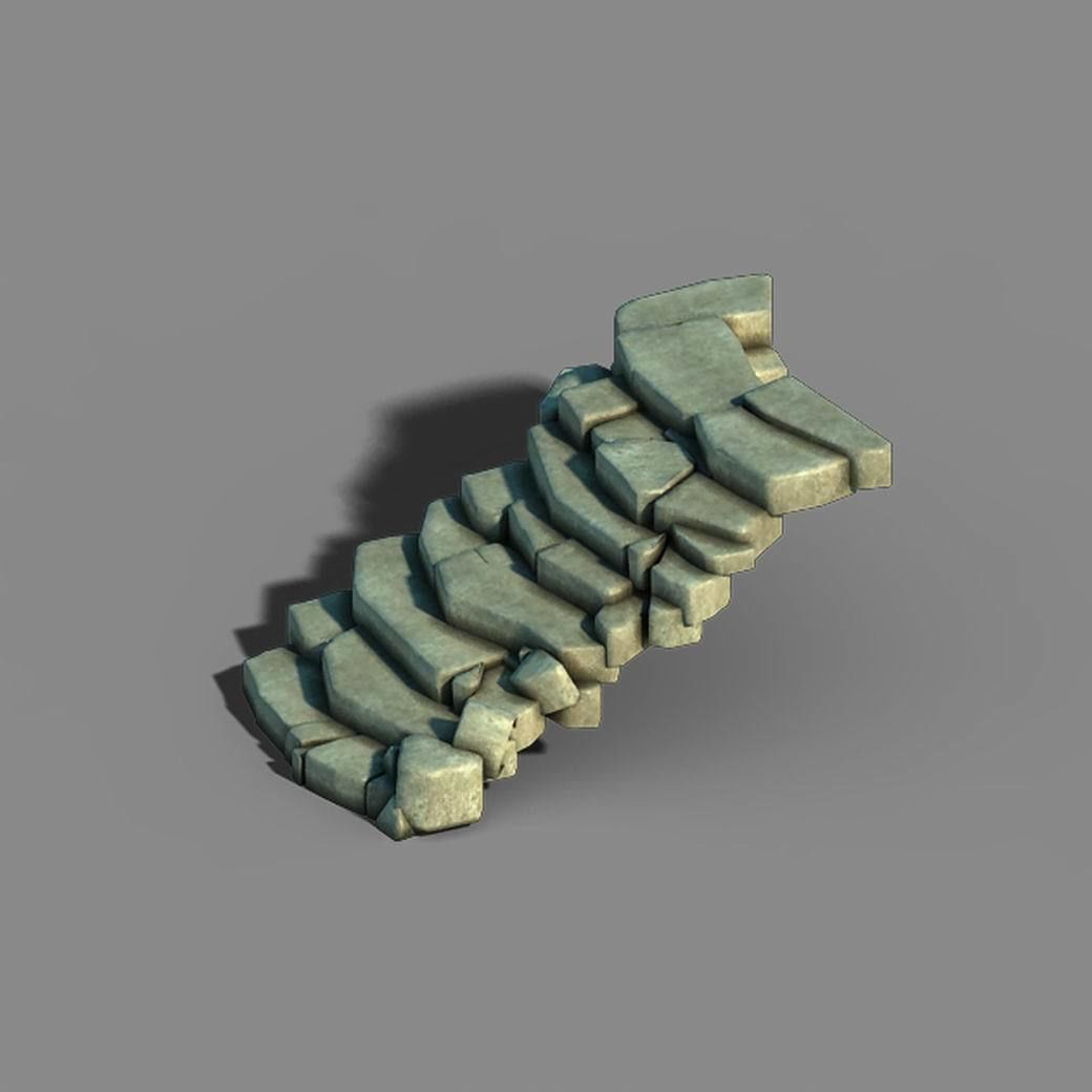 New Village - stone stairs 01 3D model_2