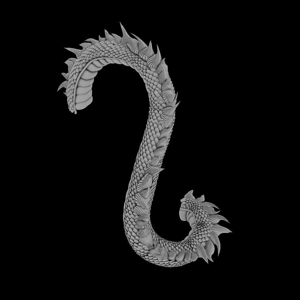 Novice village dragon tail 3D model_2