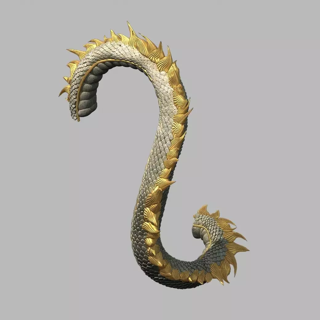 Novice village dragon tail 3D model_0