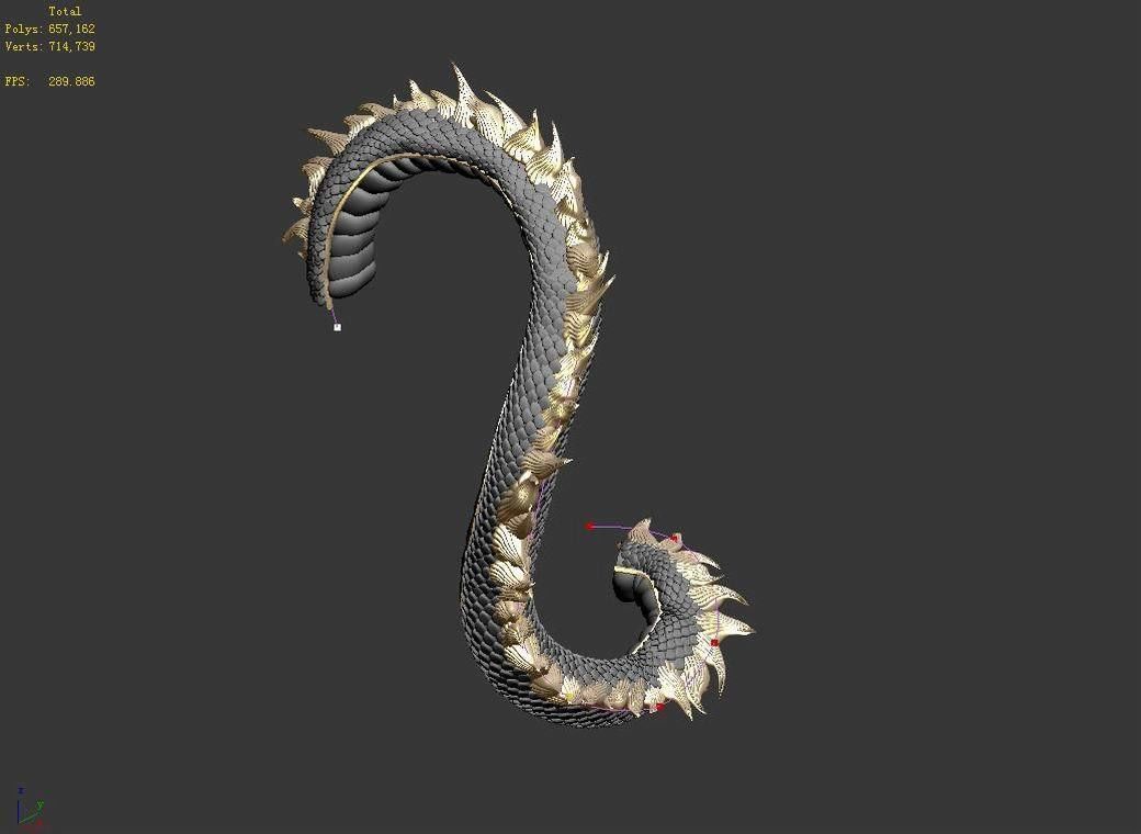 Novice village dragon tail 3D model_3