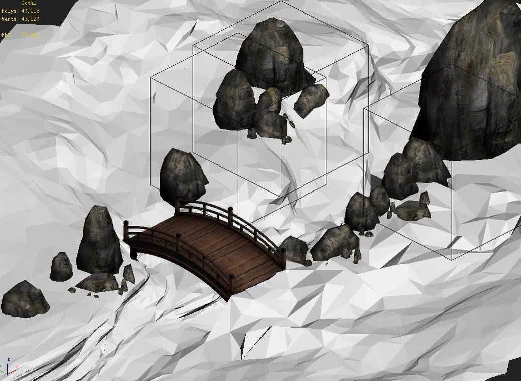 War Corps - River wooden bridge stone 01 3D model_4