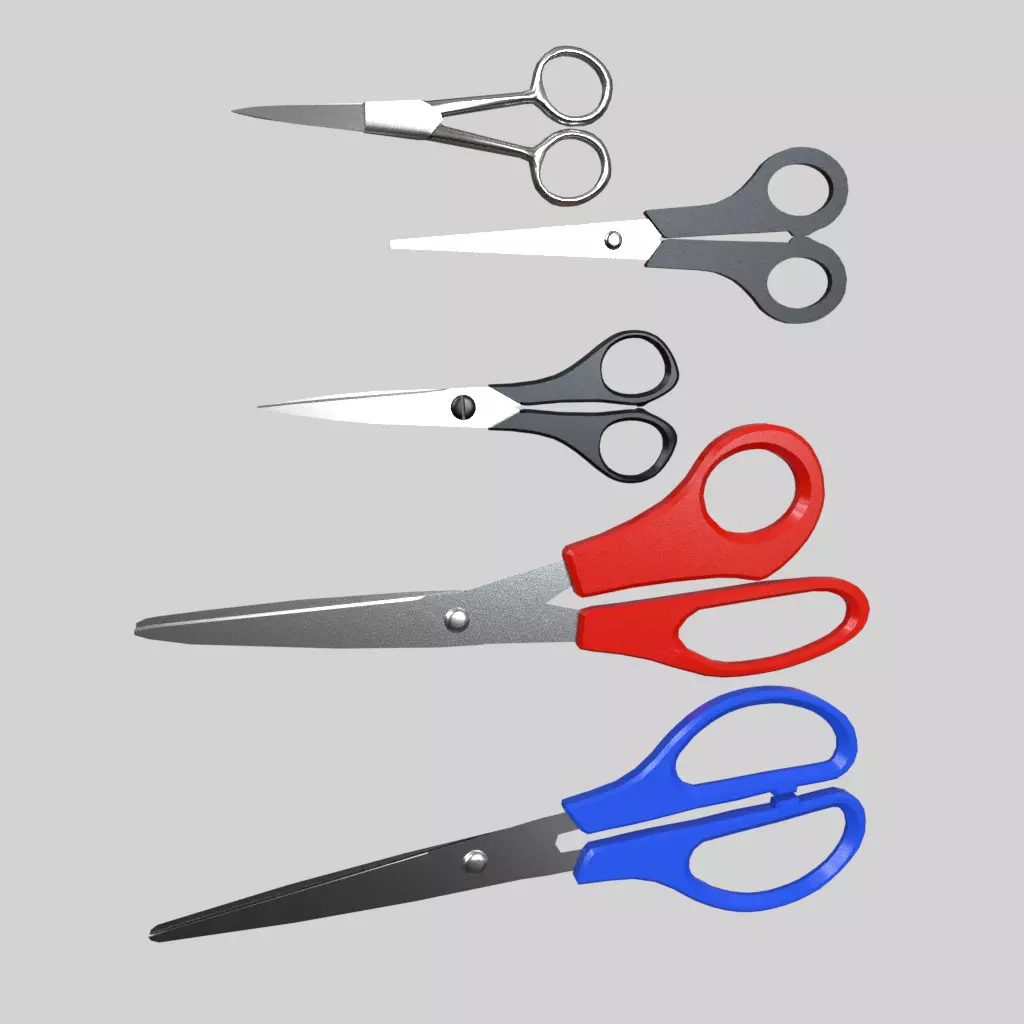 Five Low Poly Rigged Scissor Pack Low-poly 3D model