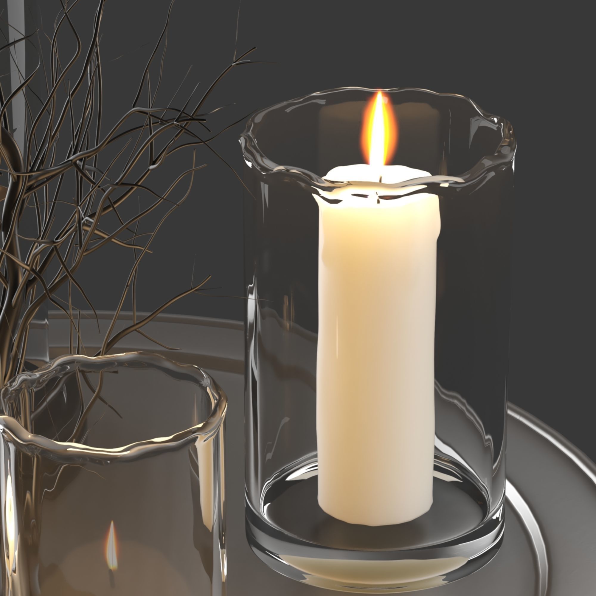 candle decorative  3D model_2