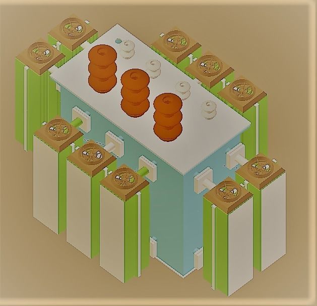 Power Transformer 3D Model New Design 3D model_4