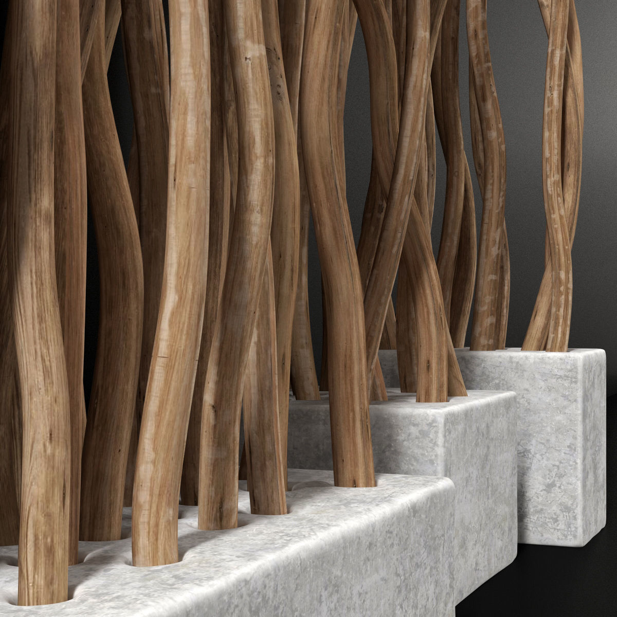 Planter small branch crooked n4 3D model_8