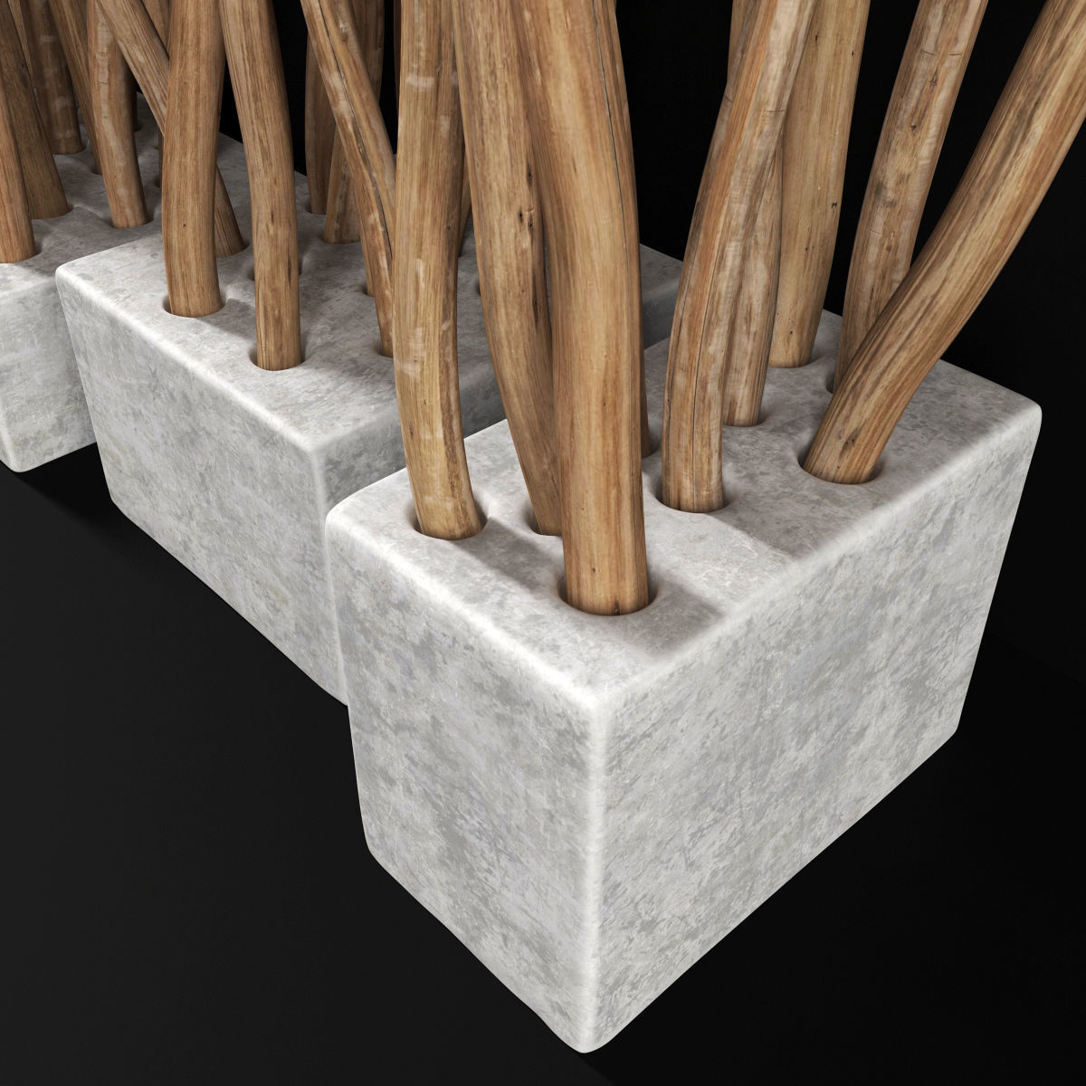 Planter small branch crooked n4 3D model_4