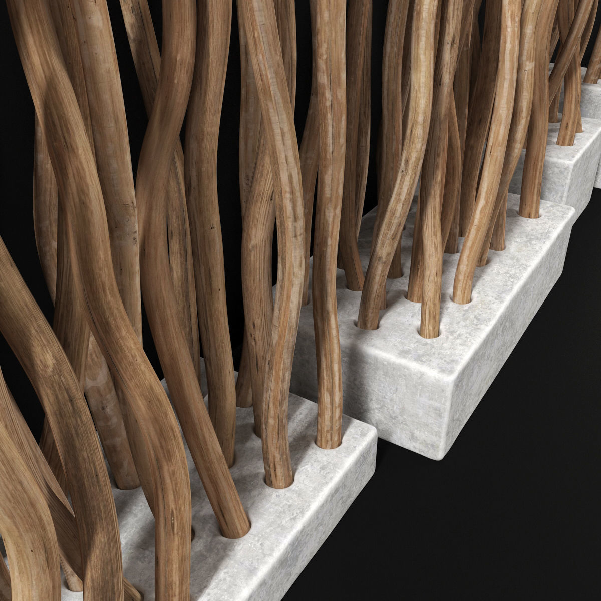 Planter small branch crooked n4 3D model_3