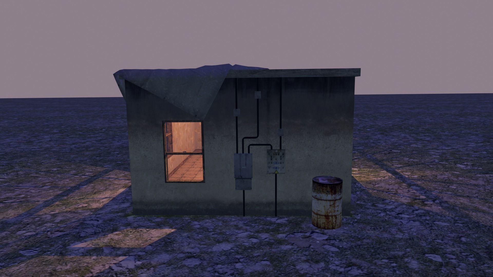 Cement Shed Low-poly 3D model_1