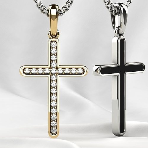 Fashion Gold Cross with Gemstones 3D print model