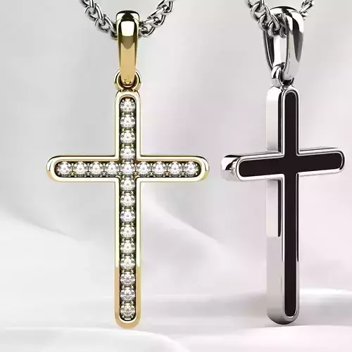 Fashion Gold Cross with Gemstones 3D print model