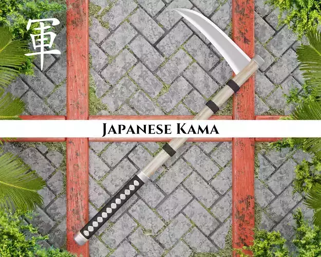 Ancient Japanese Kama Low-poly 3D model