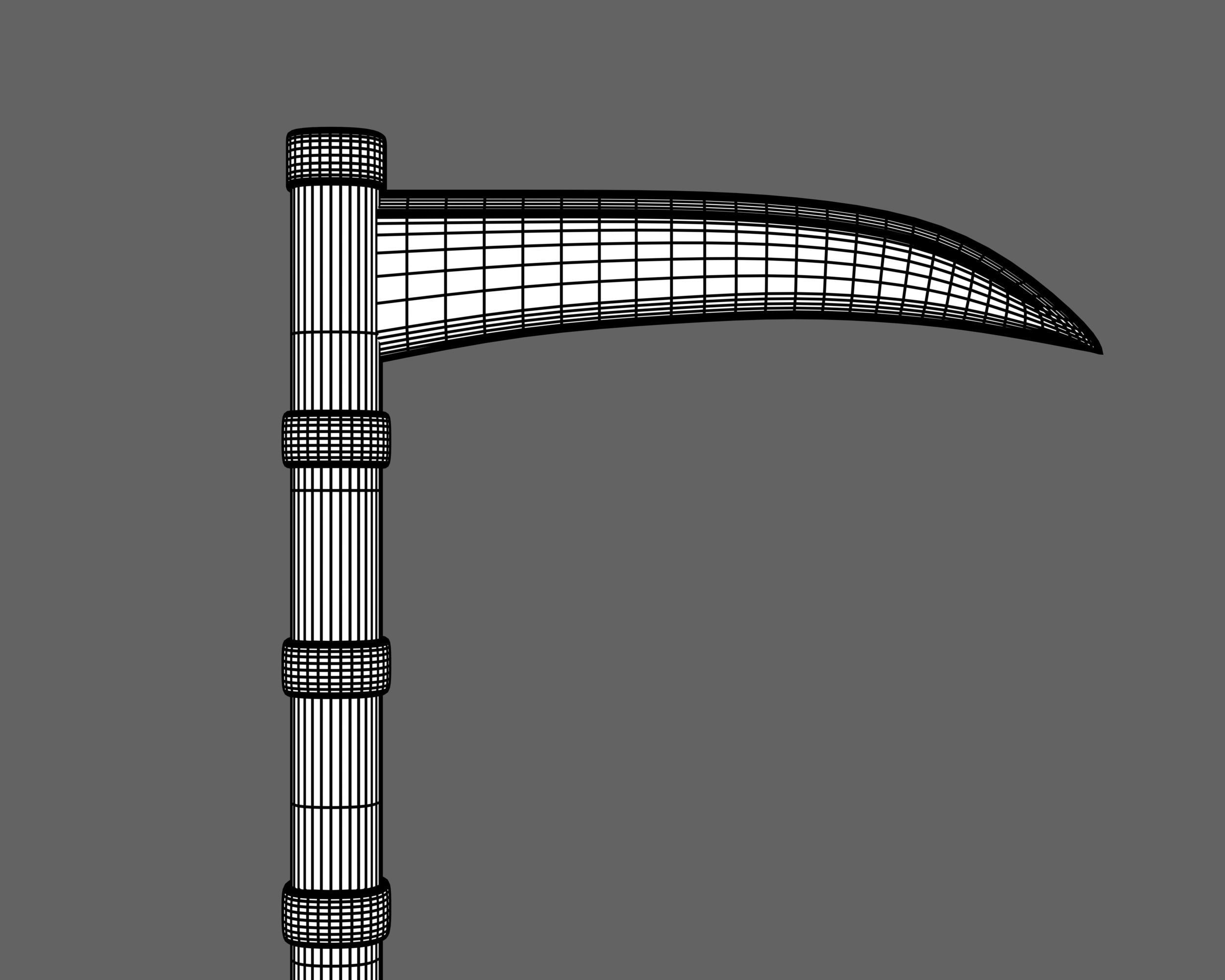 Ancient Japanese Kama Low-poly 3D model_10