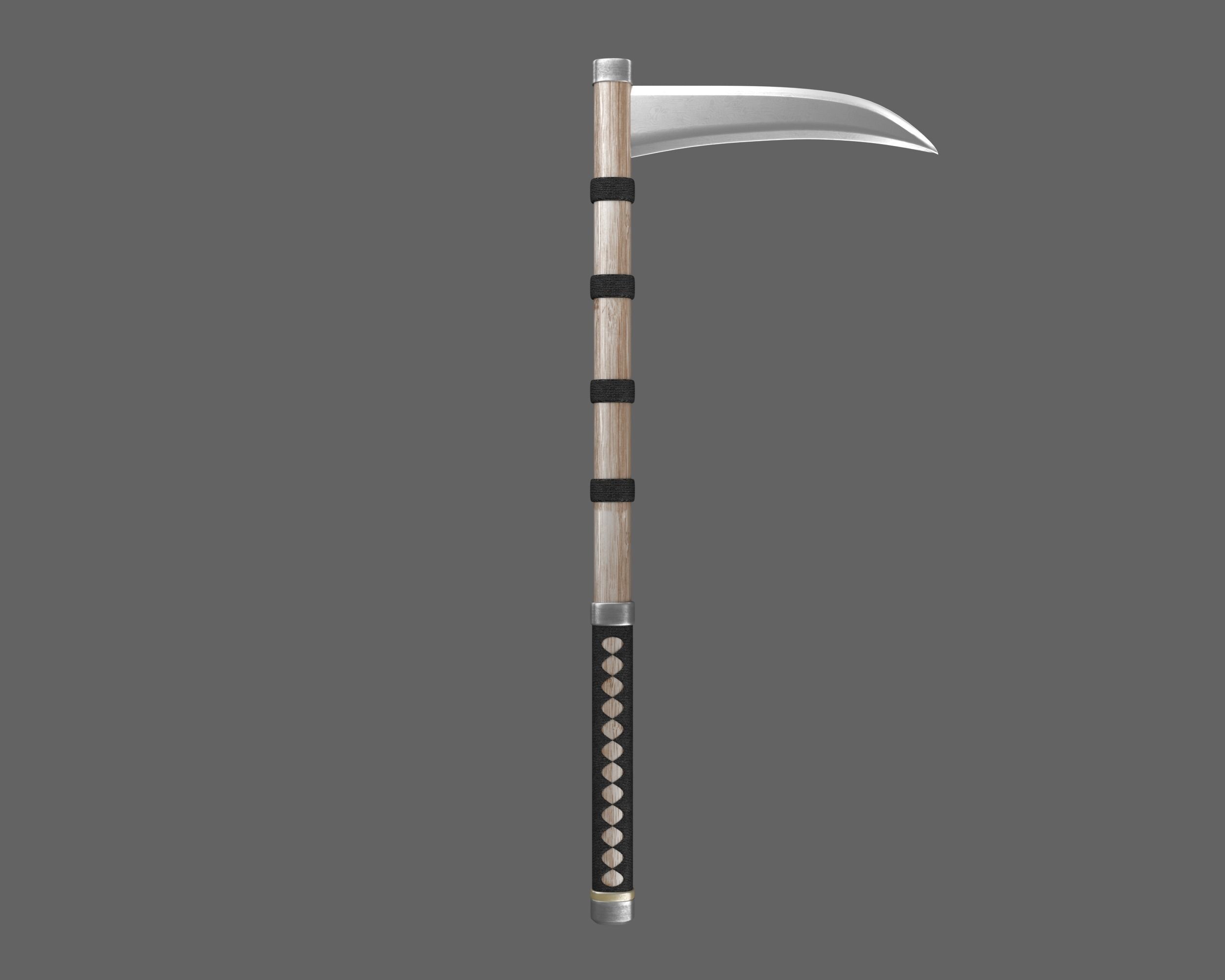 Ancient Japanese Kama Low-poly 3D model_5