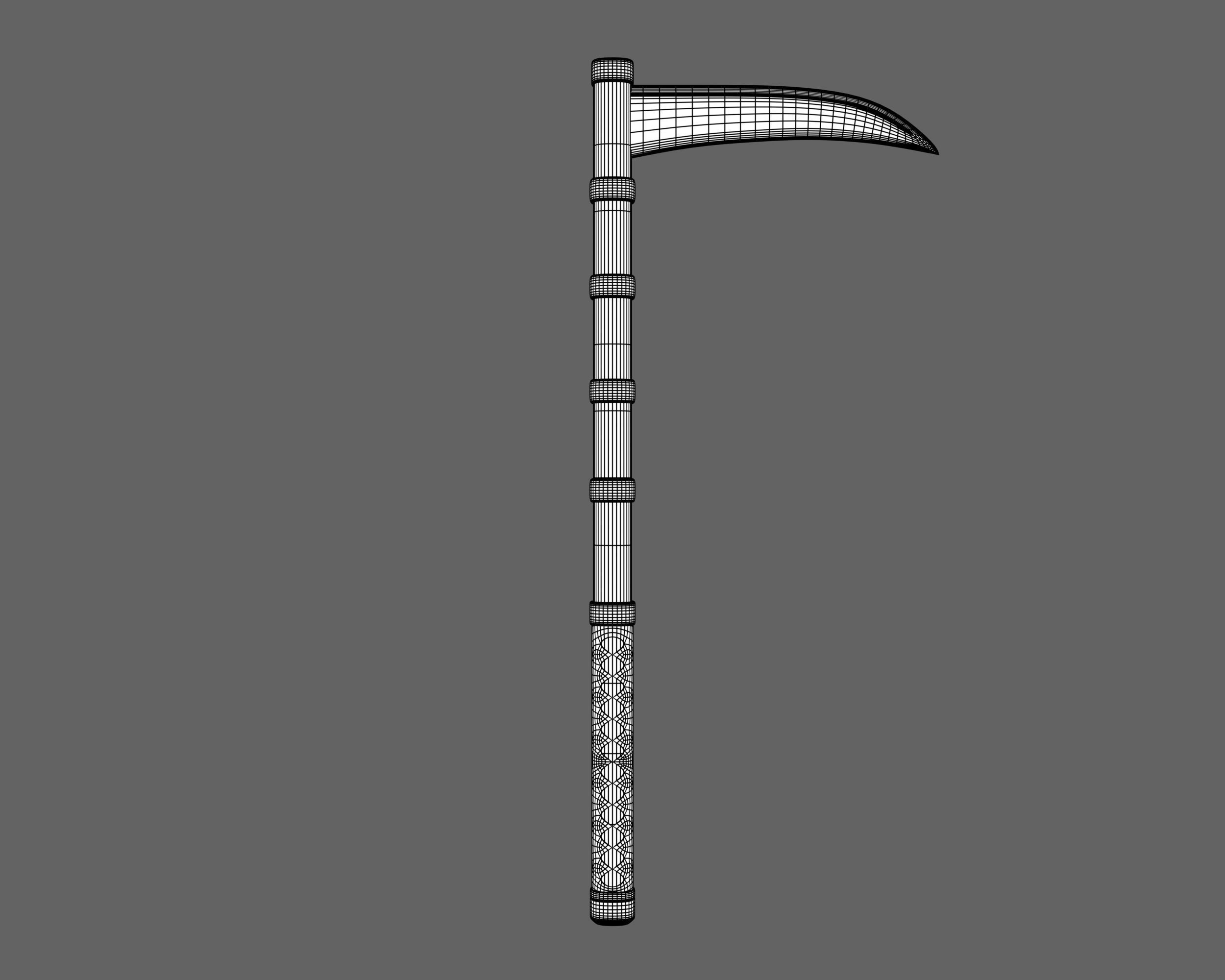 Ancient Japanese Kama Low-poly 3D model_7
