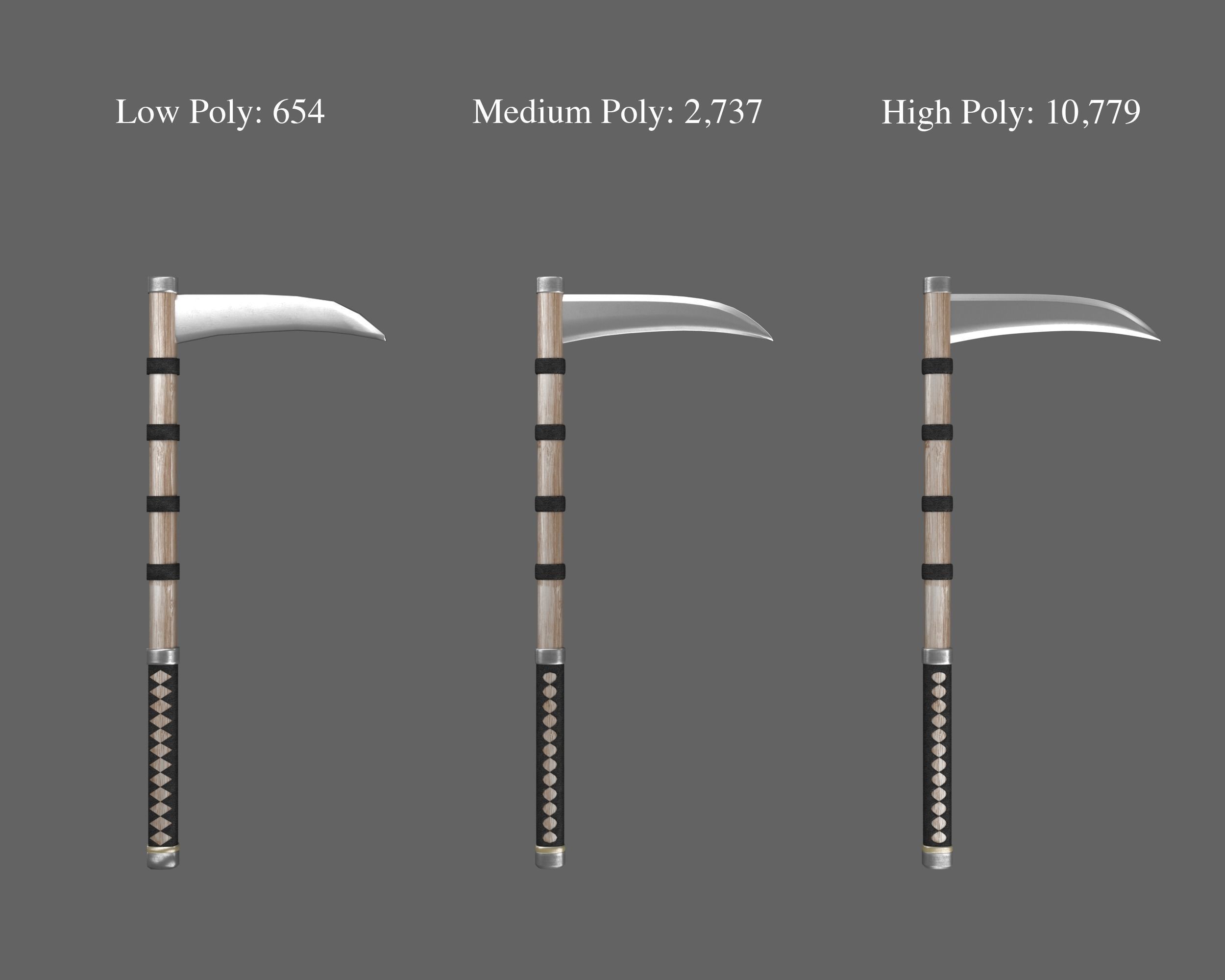 Ancient Japanese Kama Low-poly 3D model_2