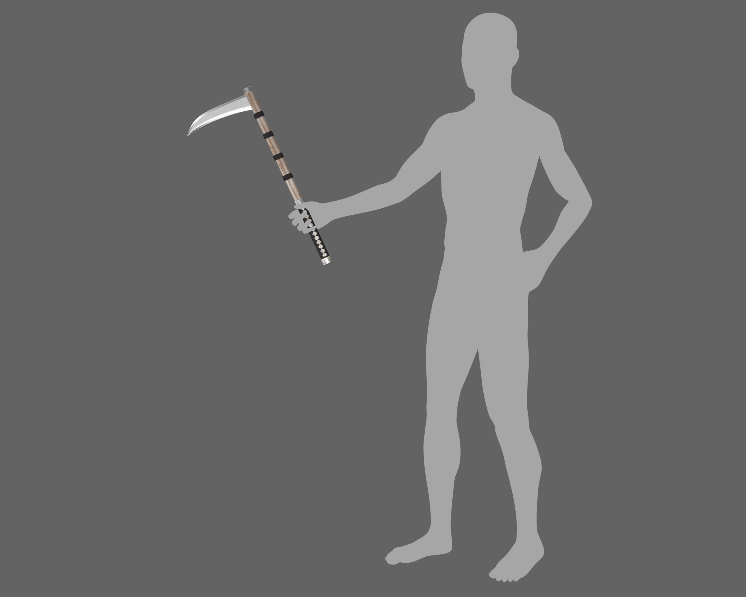 Ancient Japanese Kama Low-poly 3D model_17