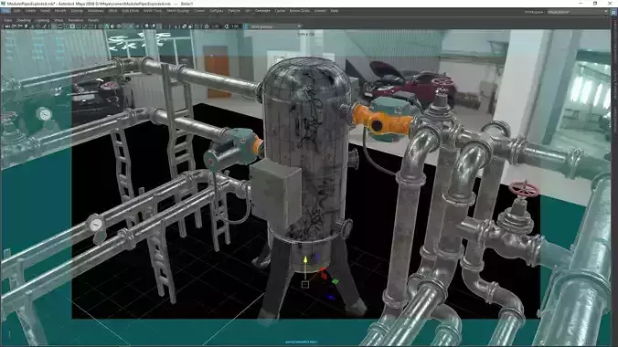 Modular Pipes Low-poly 3D model