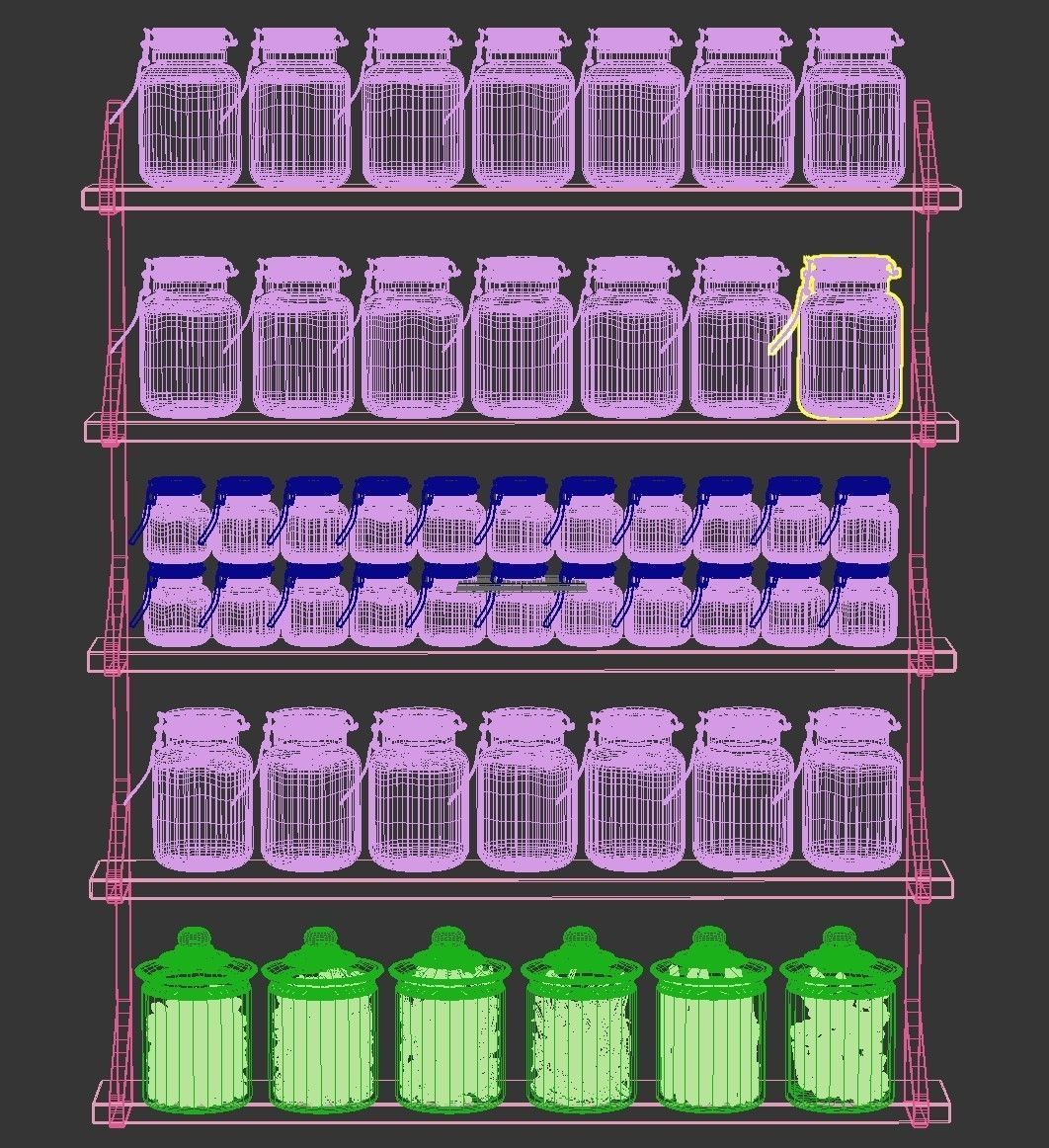 ShelfJar jars on shelf 3D model_3