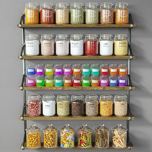 ShelfJar jars on shelf 3D model