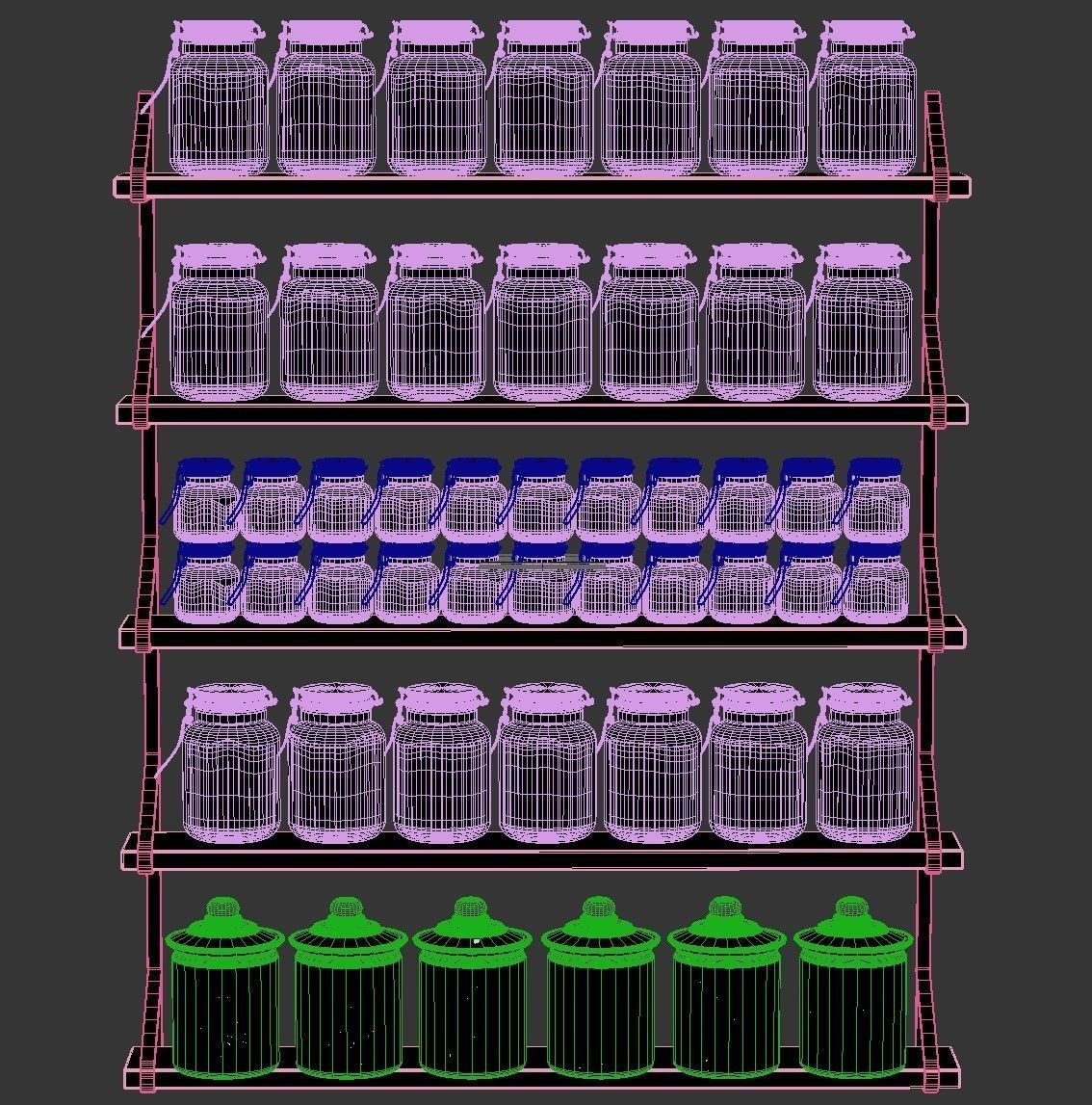 ShelfJar jars on shelf 3D model_1