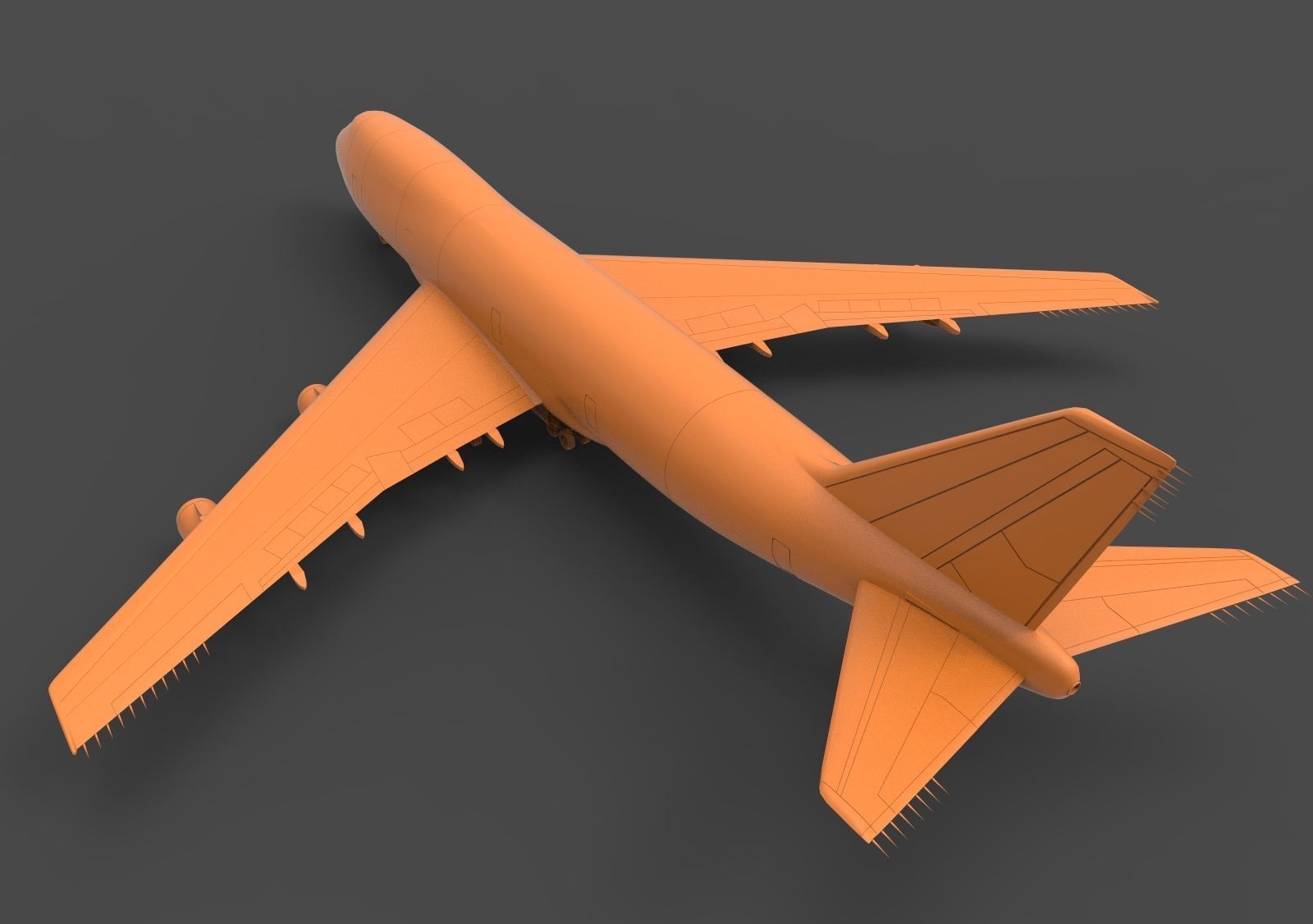 B 747 orange airplane 3D print model_6