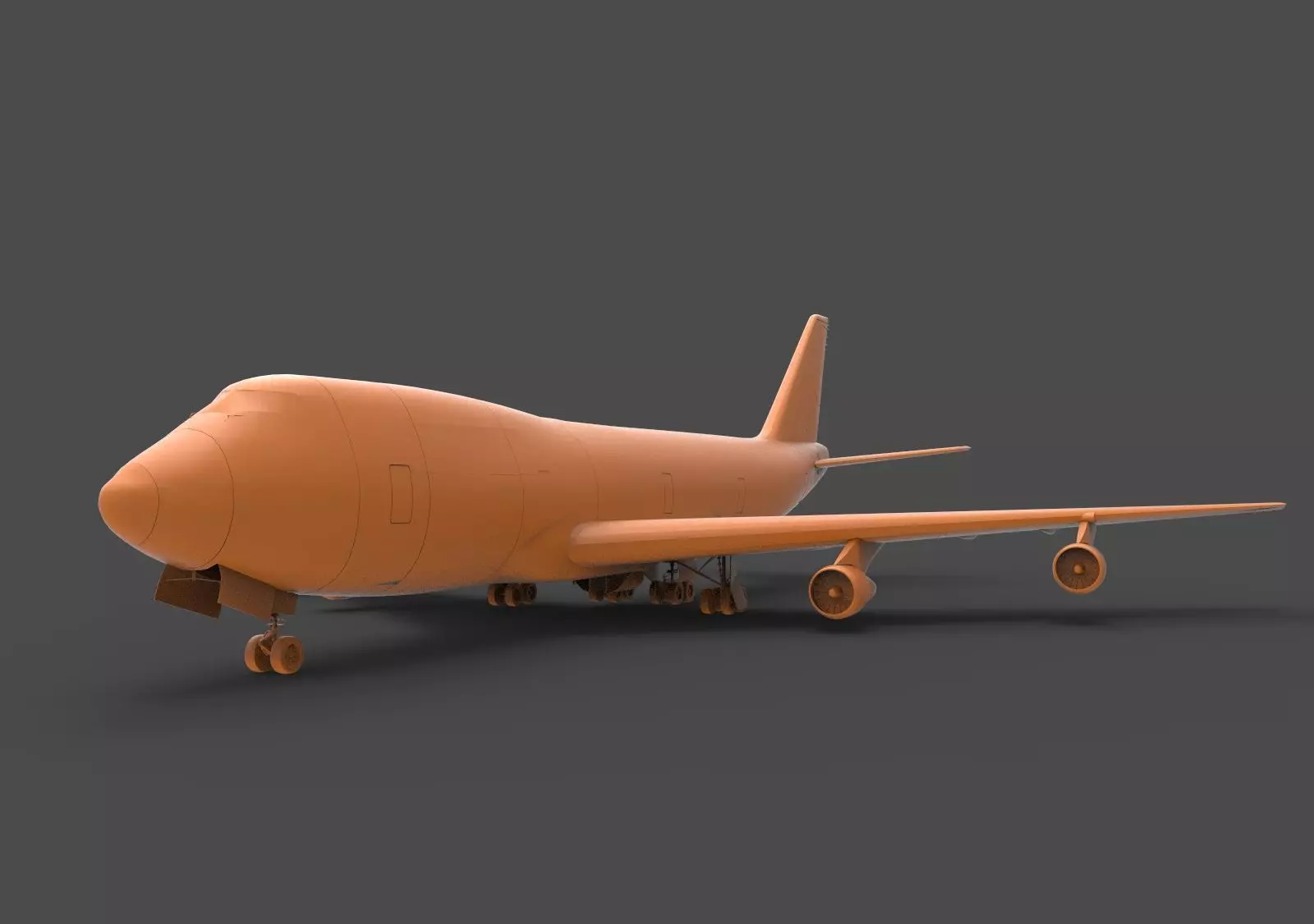 B 747 orange airplane 3D print model_0