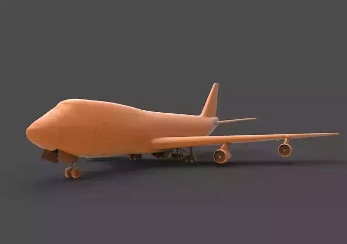 B 747 orange airplane 3D print model