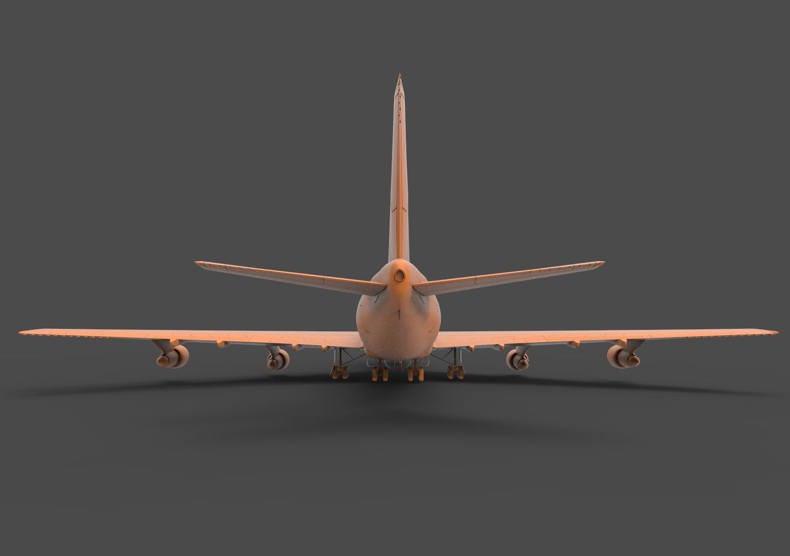 B 747 orange airplane 3D print model_5