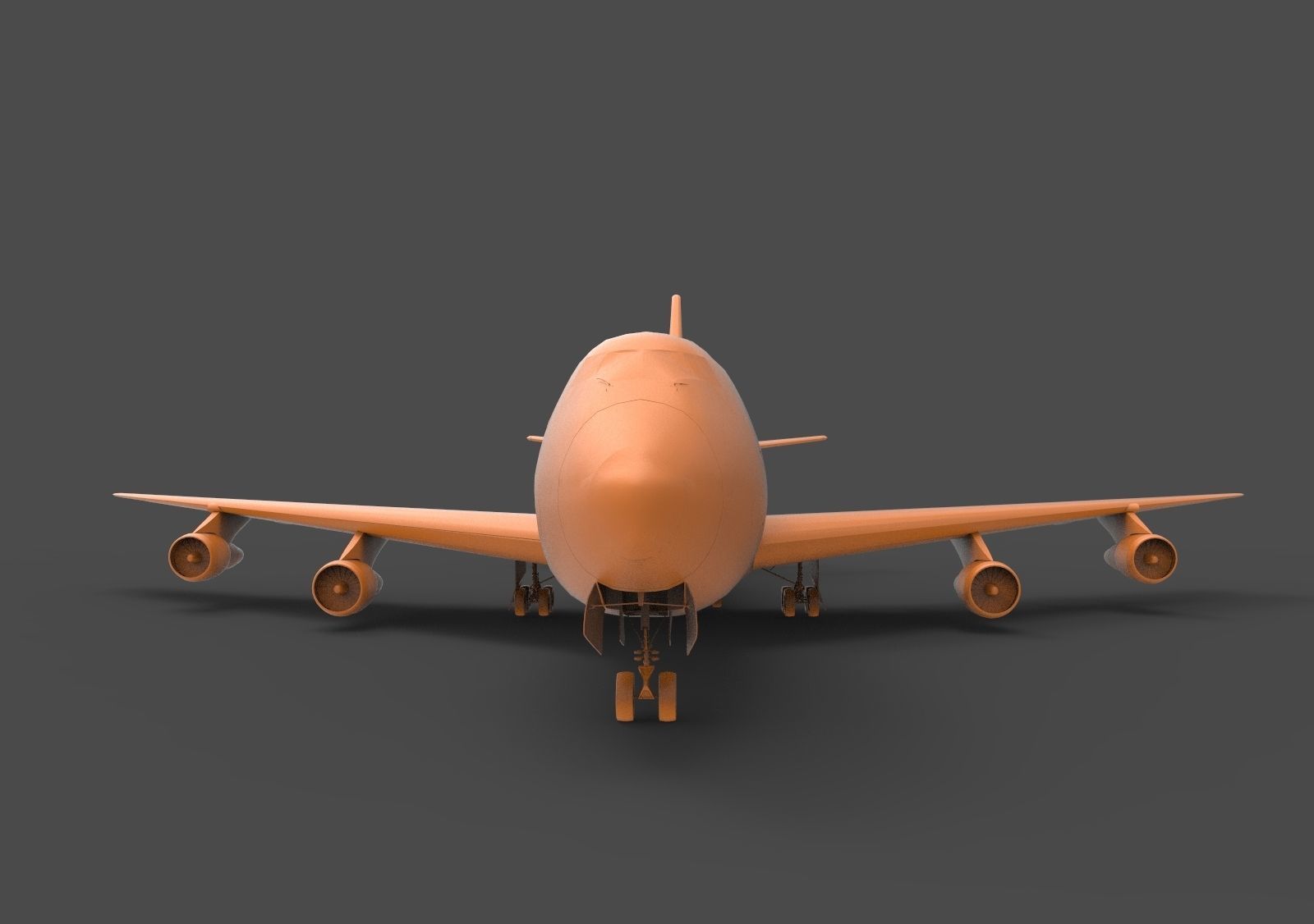 B 747 orange airplane 3D print model_1