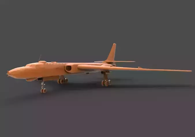 tu-16 orange fighter jet 3D print model